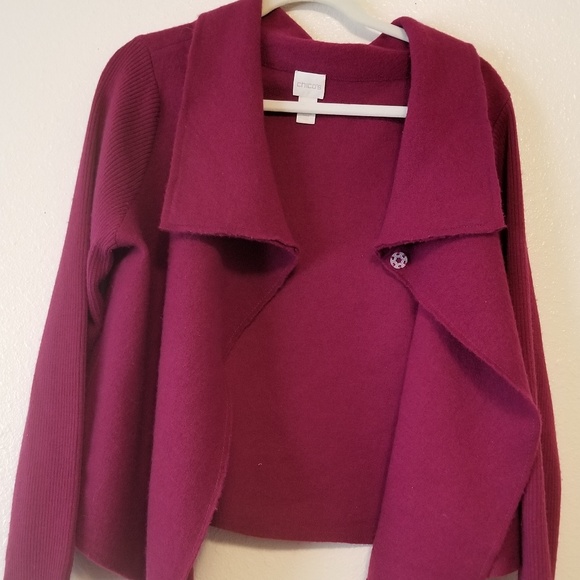 Chico's Wool Wrap Sweater Purple Size 2 EUC - Picture 6 of 7